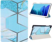 iPad 2020 hoes - iPad hoes 2019 / iPad 2021 Hoes - Book case Tri-Fold - iPad 2020 10.2 hoesje smart cover tablethoes - Marble Blauw