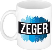 Zeger naam cadeau mok / beker met  verfstrepen - Cadeau collega/ vaderdag/ verjaardag of als persoonlijke mok werknemers