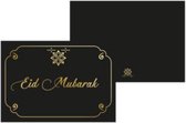 Wenskaart Eid Mubarak zwart-goud