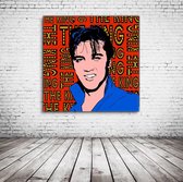 The King Pop Art Acrylglas - 80 x 80 cm op Acrylaat glas + Inox Spacers / RVS afstandhouders - Popart Wanddecoratie