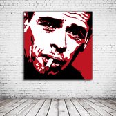 Jacques Brel Pop Art Canvas - 80 x 80 cm - Canvasprint - Op dennenhouten kader - Geprint Schilderij - Popart Wanddecoratie