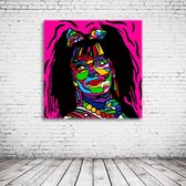 Pop Art Nina Hagen Canvas - 90 x 90 cm - Canvasprint - Op dennenhouten kader - Geprint Schilderij - Popart Wanddecoratie