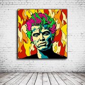 Pop Art Billy Idol Canvas - 80 x 80 cm - Canvasprint - Op dennenhouten kader - Geprint Schilderij - Popart Wanddecoratie
