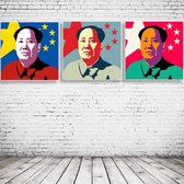 Pop Art Mao x3 Poster x3 - 90 x 90 cm Fotopapier Mat 180 gr - Popart Wanddecoratie