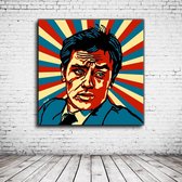 Pop Art Alain Delon Canvas - 90 x 90 cm - Canvasprint - Op dennenhouten kader - Geprint Schilderij - Popart Wanddecoratie