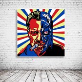 Pop Art Terminator Acrylglas - 80 x 80 cm op Acrylaat glas + Inox Spacers / RVS afstandhouders - Popart Wanddecoratie