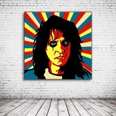 Pop Art Alice Cooper Acrylglas - 100 x 100 cm op Acrylaat glas + Inox Spacers / RVS afstandhouders - Popart Wanddecoratie