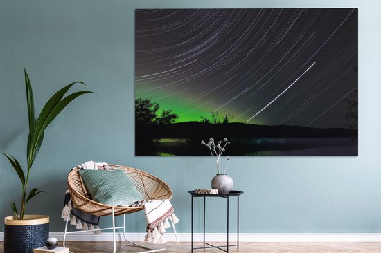 Les étoiles et les aurores boréales 180x120 cm - Tirage photo sur toile (Décoration murale salon / chambre) XXL / Groot format!
