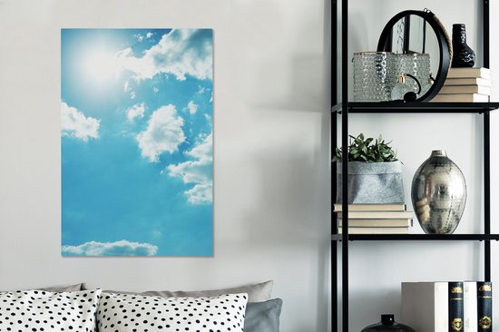 Soleil dans un ciel nuageux 60x90 cm - Tirage photo sur toile (Décoration murale salon / chambre)