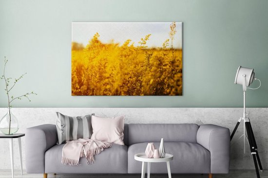 Mellow Telemacos Niet meer geldig Canvas Schilderijen - Okergeel bloemenveld - 140x90 cm - Wanddecoratie |  bol.com