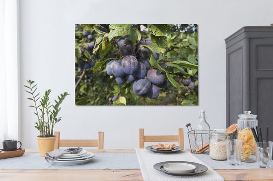 Arbres avec un bouquet de prunes accroché sur toile 2cm 120x80 cm - Tirage photo sur toile (Décoration murale salon / chambre)