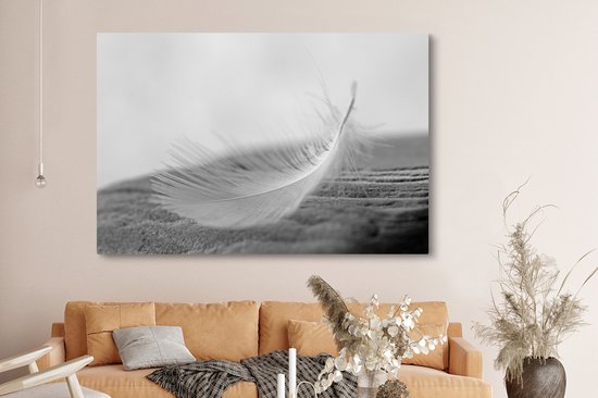 Peintures sur toile - Gros plan de plume tourbillonnante - 180x120 cm - Décoration murale XXL