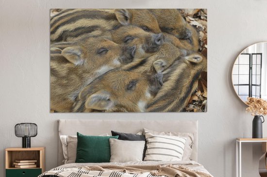 Tableau Peinture Sangliers - Dormir - 180x120 cm - Décoration murale XXL