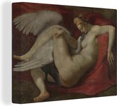 Canvas Schilderij Leda en de zwaan - Schilderij van Michelangelo - 80x60 cm - Wanddecoratie