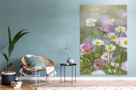 Gros plan de marguerites 120x180 cm - Tirage photo sur toile (Décoration murale salon / chambre) / Peintures Fleurs sur toile XXL / Groot format!