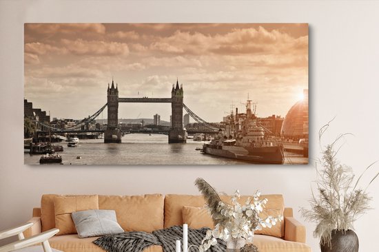 Sunset at the Tower Bridge toile 2cm 160x80 cm - Tirage photo sur toile (Décoration murale salon / chambre)
