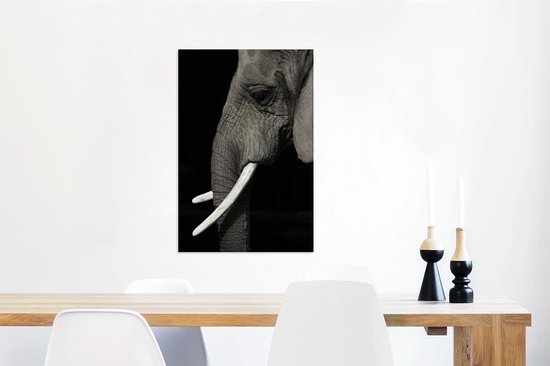 Tableau Toile Éléphant - Animal - Défense - 60x90 cm - Décoration murale