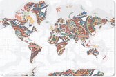 Muismat Trendy wereldkaarten - Wereldkaart met kleurrijke versiering muismat rubber - 27x18 cm - Muismat met foto