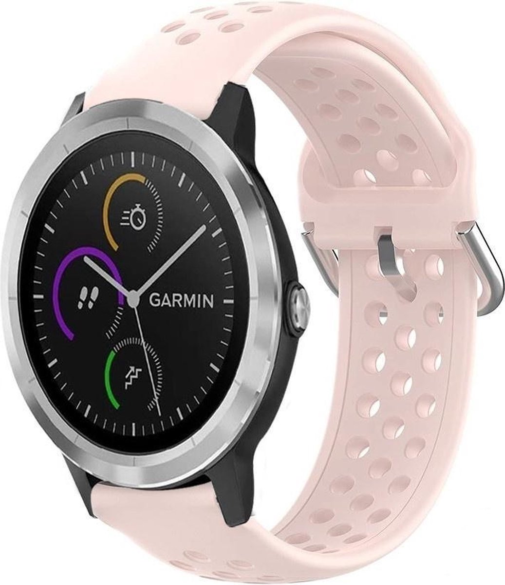 Garmin Vivoactive 3 siliconen bandje met gaatjes roze 42mm bol