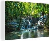 Canvas Jungle - Waterval - Mexico - Natuur - Schilderij - 90x60 cm - Muurdecoratie