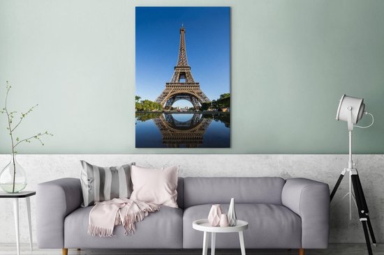 Canvas Schilderij Originele foto van de Eiffeltoren in Parijs - 120x180 cm - Wanddecoratie XXL