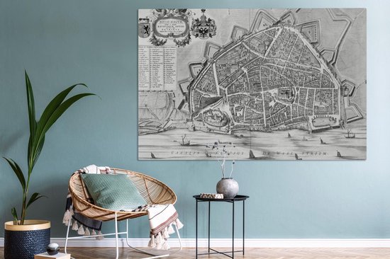 Peintures sur toile - Plan de la ville - Nijmegen - Antique - 150x100 cm - Décoration murale