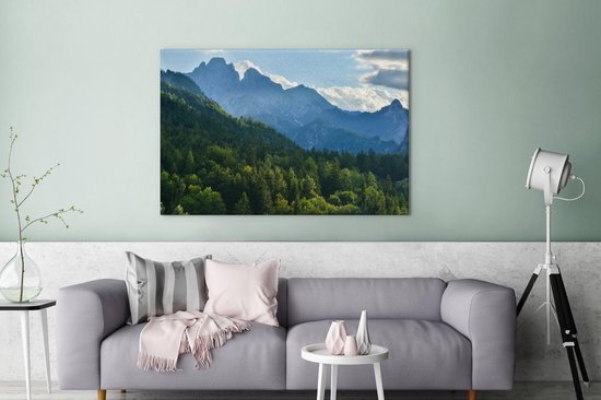 Le paysage de montagne boisé du parc national de Gesäuse en Autriche Toile 140x90 cm - Tirage photo sur toile (Décoration murale salon / chambre)