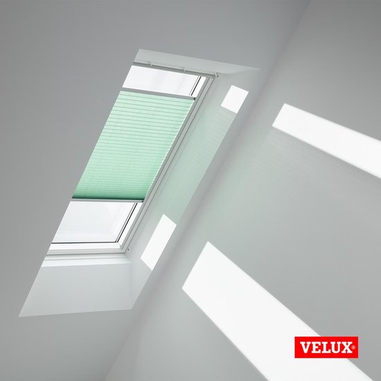 Store plissé original VELUX (FHL), cadre argenté, PK04, vert menthe