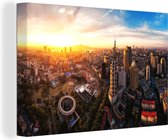 Canvas Schilderij Panaroma van de Chinese stad Nanjing - 60x40 cm - Wanddecoratie