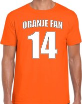 Oranje fan nummer 14 oranje t-shirt Holland / Nederland supporter EK/ WK voor heren S