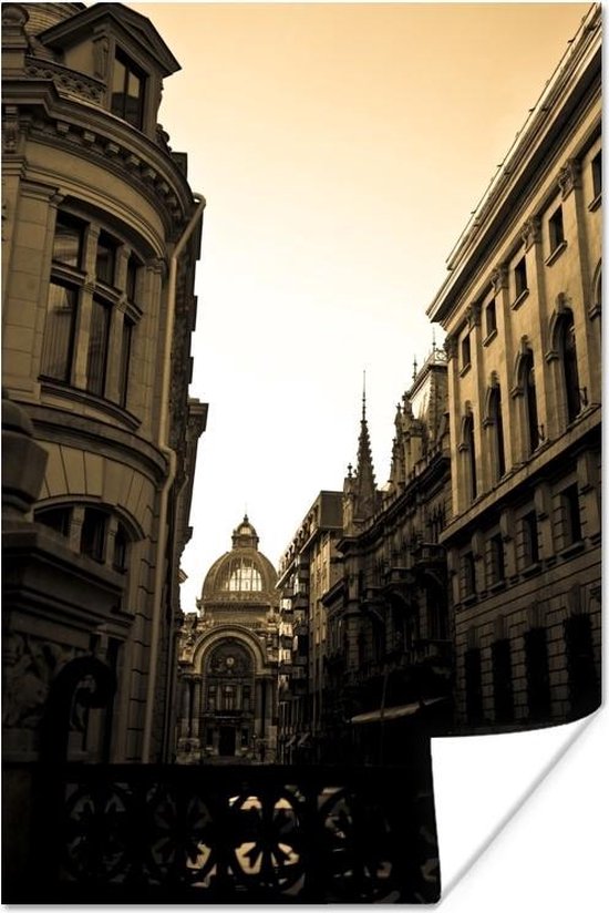Image s??pia du Vieux Bucarest en Roumanie Poster 80x120 cm Tirage