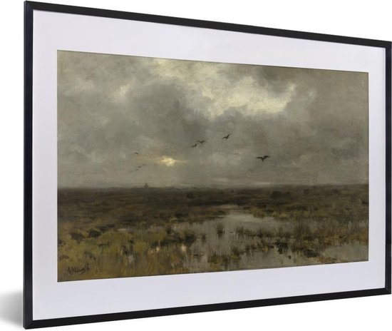 Fotolijst incl. Poster - Het moeras - Schilderij van Anton Mauve - 60x40 cm - Posterlijst