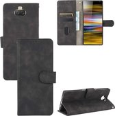 Voor Sony Xperia 10 Effen Kleur Huidgevoel Magnetische Gesp Horizontale Flip Kalf Textuur PU Lederen Case met Houder & Kaartsleuven & Portemonnee (Zwart)