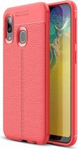 Litchi Texture TPU schokbestendig hoesje voor Galaxy A20e (rood)