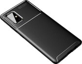 Voor OnePlus 8T Carbon Fiber Texture Shockproof TPU Case (Zwart)