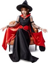 Halloween kostuum koningin jurk vampier nacht bar duivel show kostuum (kleur: rood en zwart rok + heksenhoed + oormaat: L)-Zwart