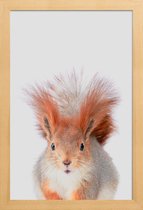 JUNIQE - Poster in houten lijst Red Squirrel -60x90 /Grijs & Oranje