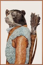 JUNIQE - Poster met kunststof lijst Hunter -30x45 /Bruin & Grijs