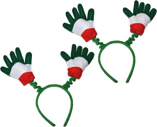 3x stuks supporters verkleed accessoire handjes diademen Italie