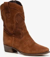 TwoDay suede dames cowboy western laarsjes - Cognac - Maat 40 - Echt leer