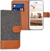 kwmobile telefoonhoesje voor Apple iPhone SE (1.Gen 2016) / 5 / 5S - Hoesje met pasjeshouder in antraciet / bruin - Case met portemonnee