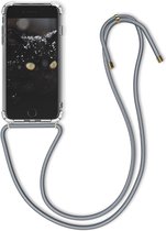 kwmobile telefoonhoesje compatibel met Apple iPhone SE (2022) / SE (2020) / 8 / 7 - Hoesje met koord - Back cover in transparant / grijs