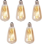 Lichtbron LED druppel 14,5 cm (set van 5) gold - Lamp E27 Ledlamp - Lichtbron E27 - Led lampen - Led lamp - Filamentlamp e27