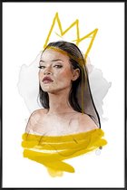 JUNIQE - Poster in kunststof lijst Rihanna -30x45 /Geel & Wit
