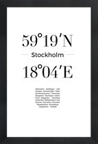JUNIQE - Poster in houten lijst Stockholm -20x30 /Wit & Zwart
