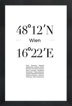 JUNIQE - Poster in houten lijst Wien -30x45 /Wit & Zwart
