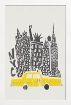 JUNIQE - Poster in houten lijst New York Cityscape -40x60 /Geel &