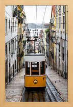 JUNIQE - Poster in houten lijst Yellow Tram -40x60 /Geel