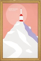 JUNIQE - Poster met houten lijst Mont Blanc -30x45 /Grijs & Roze