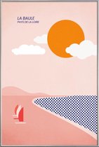 JUNIQE - Poster met kunststof lijst La Baule -20x30 /Rood & Roze